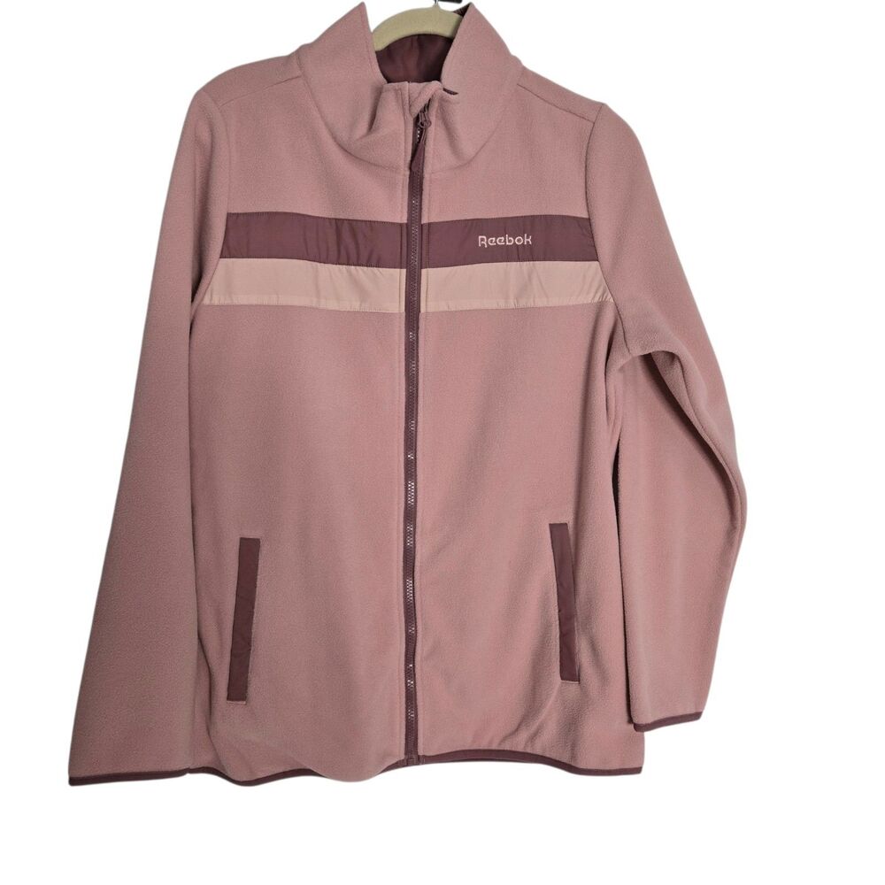 Reebok Fleece Jacket Mauve Pink Women's Size Large Zip Up Pockets NEW
